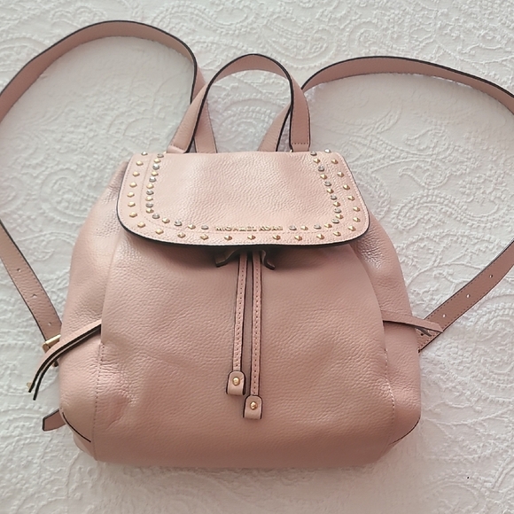 MICHAEL Michael Kors Pink Leather Backpack with Drawstring Closure - Picture 1 of 9